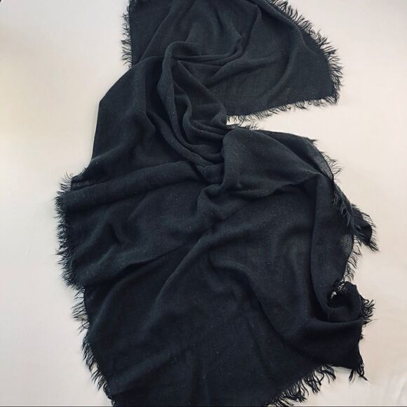 Set of (2)Scaves: Bossani Black Knit Scarf, Gray Tan Scarf - Picture 6 of 16